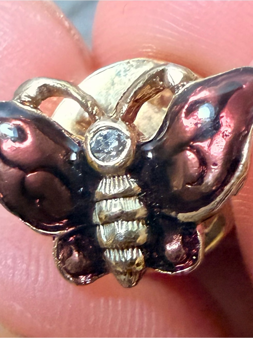Vintage Purple Pin Enamel butterfly .